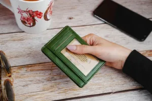 vegan leather wallet cactus